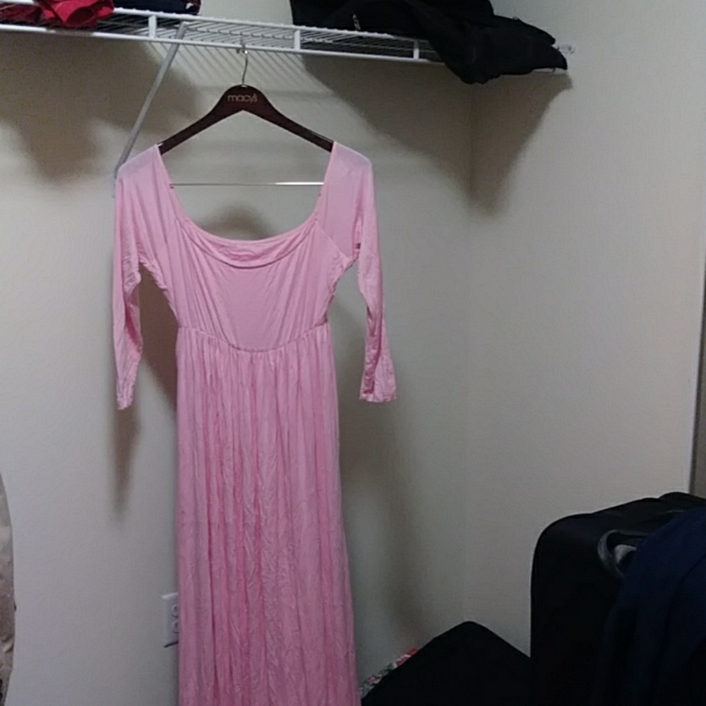 Pink maxi dress.